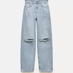 Zara Soft Blue Denim Trousers. Wide leg